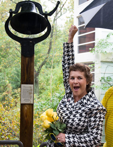 After a long fight with cancer, ringing the bell to signify that my treatment was over felt so good!