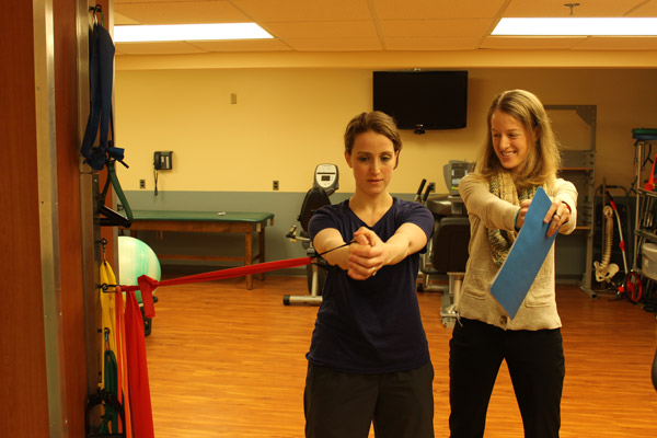 Patient receiving physical therapy at GBMC's rehabilitation unit